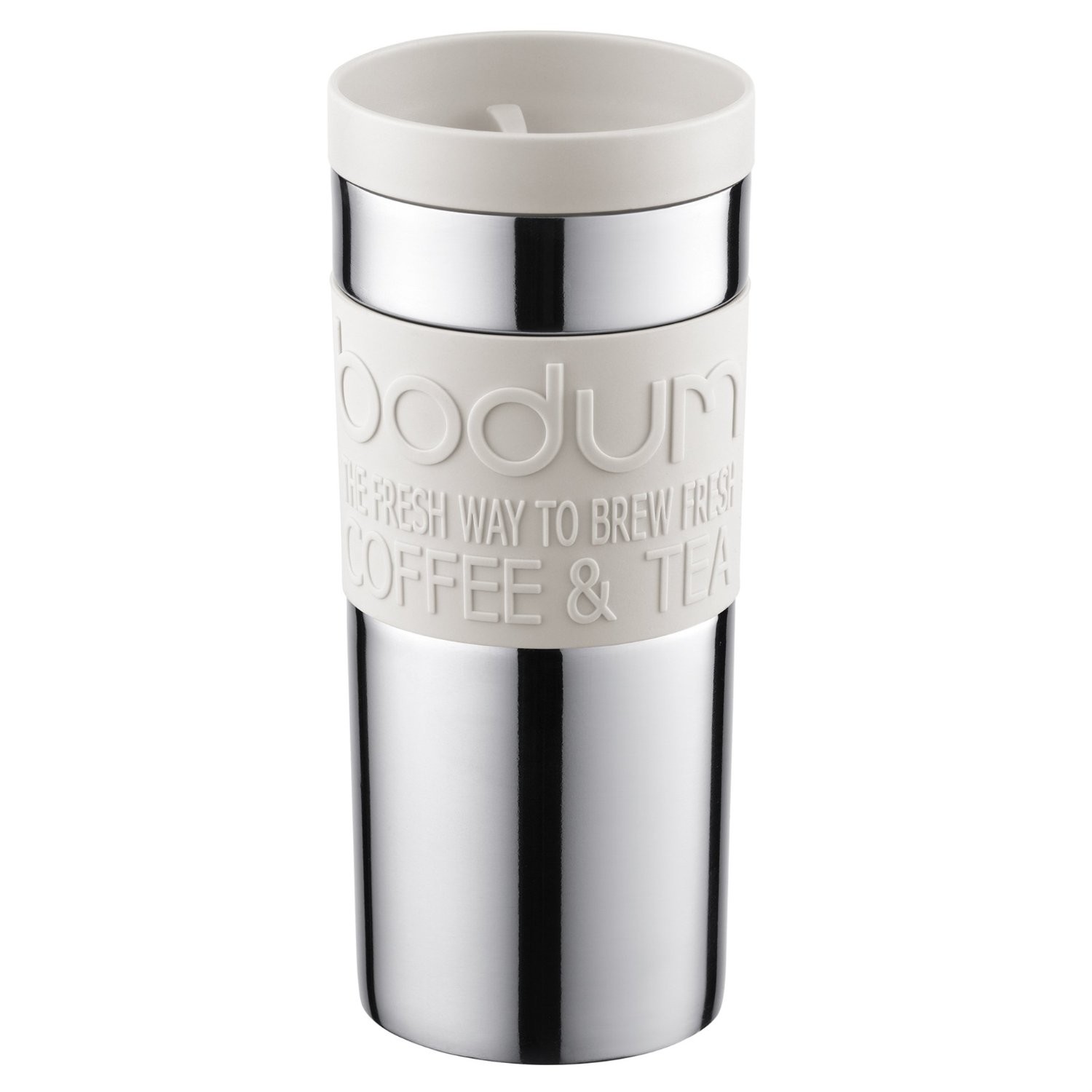 Travel mug double wall stainless steel 11.8oz / 35cl white creme