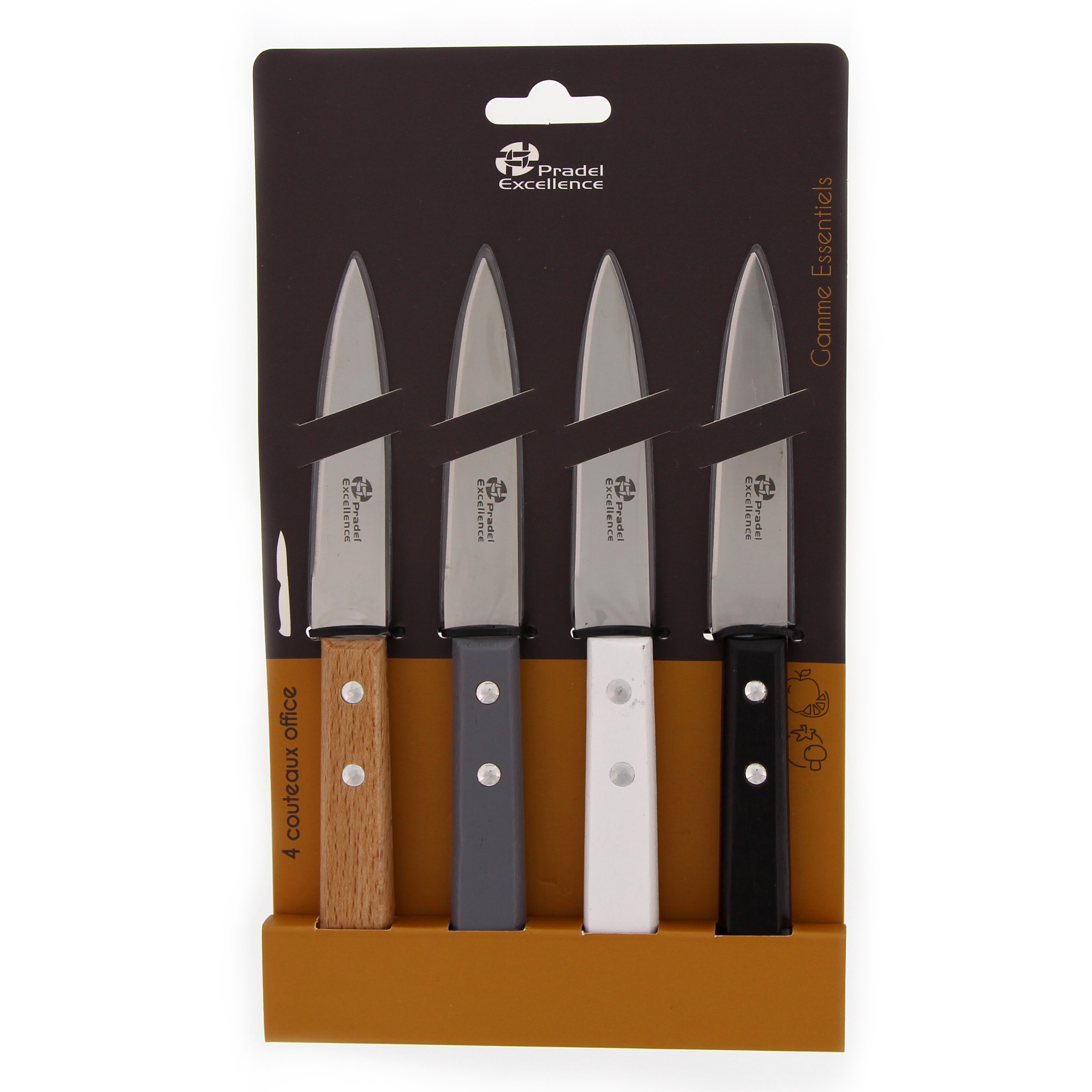 Set of 4 paring knives with coloured wooden handles - Cutlery - Pradel  Excellence